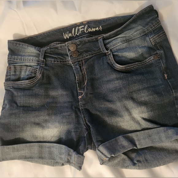 Wallflower Dark Blue Denim Shorts - Picture 4 of 14